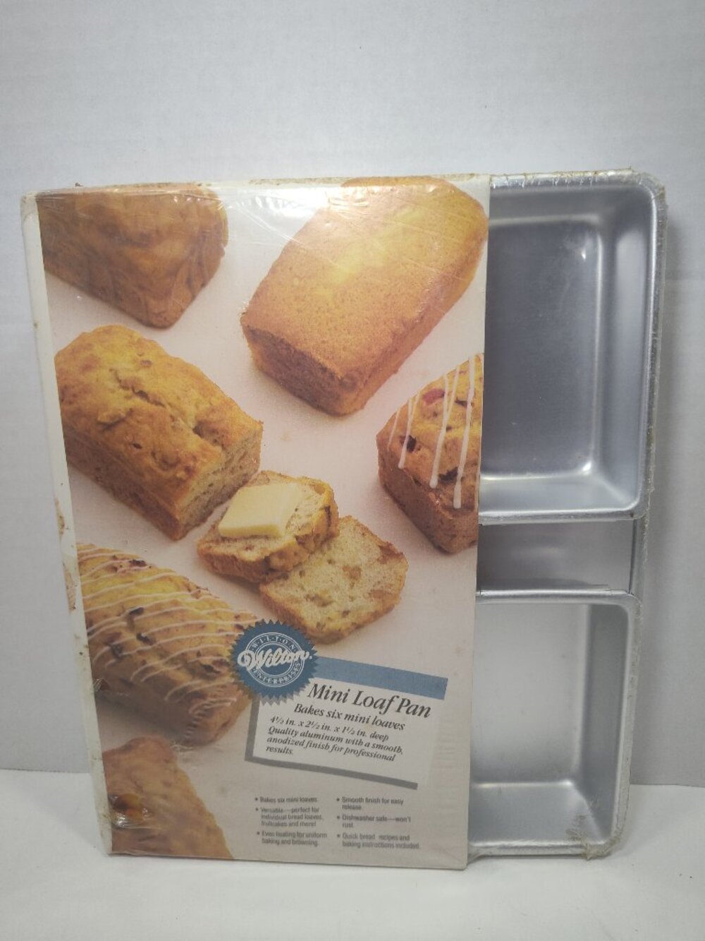 Wilton Mini Loaf Pan 6 Cavity Aluminum Bakeware NOS Sealed w/ Recipes